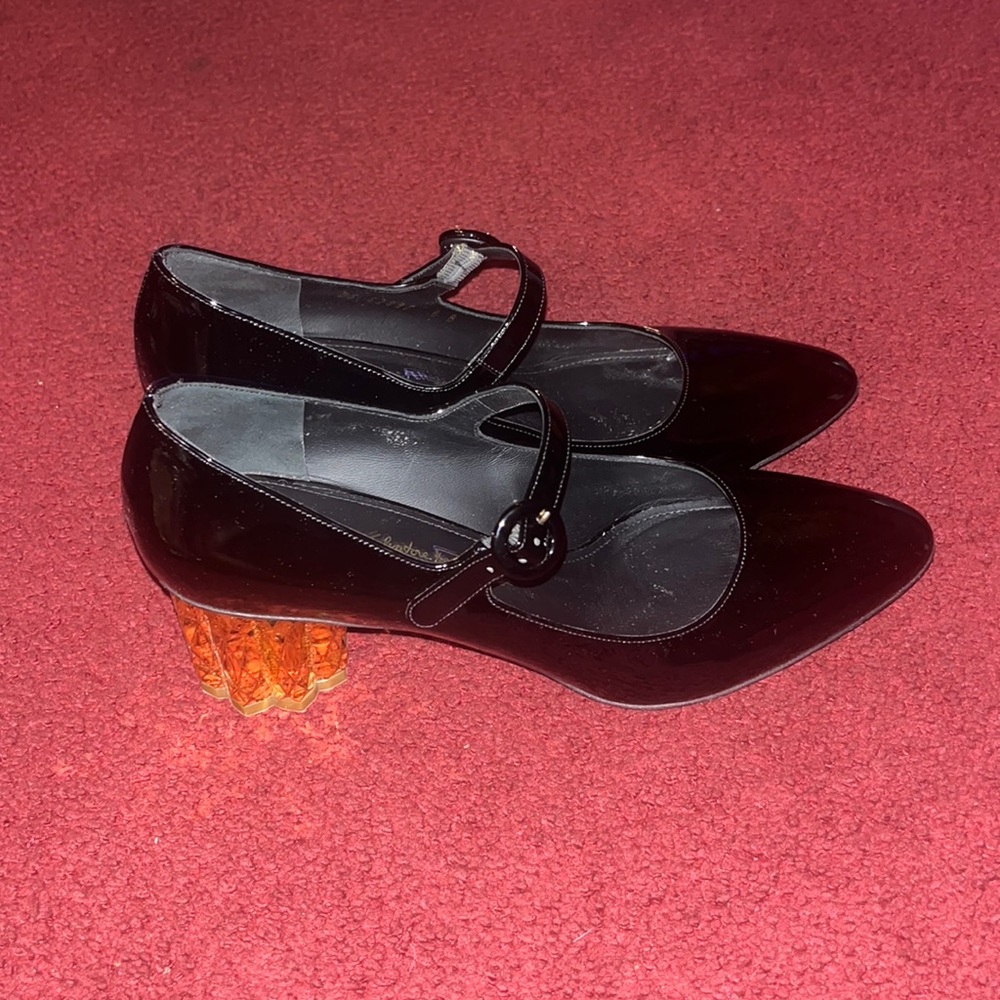 Salvatore Ferragamo Black Patent Leather Heels